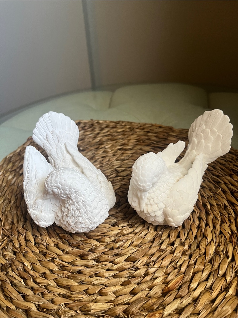 Vintage Alabaster Dove Figurine Sculptures A.Santini Made In Italy